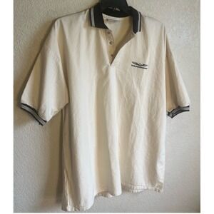 Vintage Crystal Springs Thunderbird‎ Polo Shirt XL Made USA White Cotton Golf